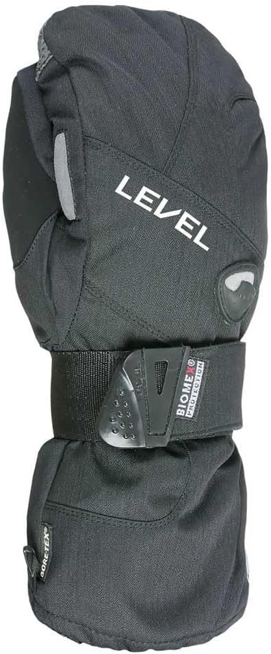 Level Half Pipe GTX Snowboard Protective Mittens with GoreTex Shell, BioMex Integrated Wrist Guards, ThermoPlus Liner (Black, XXL 10.0in)