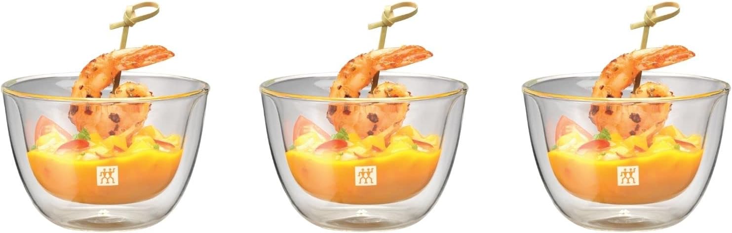 ZWILLING Sorrento Double Wall Glass Tapas Bowl, 3 Pieces Set, 4.1 fl oz (133 ml), Microwave Safe