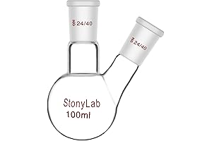 StonyLab 100ml Heavy Wall 2-Neck Round Bottom Flask with Bubbler Pipe