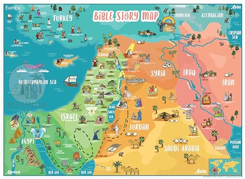 Mapa de la historia bíblica póster grande de 27x37 para educación cristiana infantil