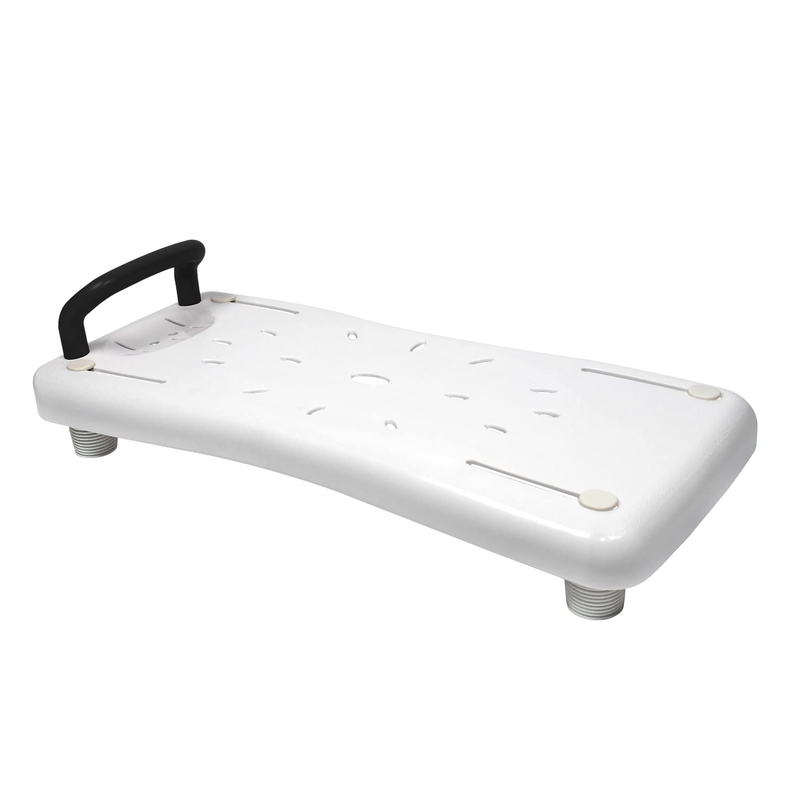 Siège de bain pour personnes âgées, planche de bain pour s'asseoir, 70 x 31 cm, réglable de 41 à 63 cm, pour baignoire, planche blanche, plastique PP, poignée noire, poignée jusqu'à 150