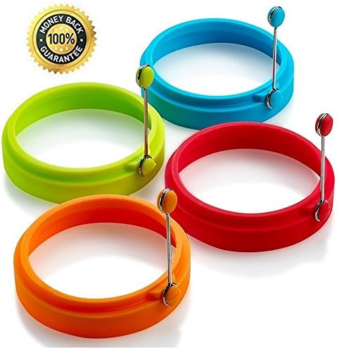 Silicone Egg Rings Non Stick egg frying rings, Fried and Poached Egg and Pancake Cooking Rings (Multicolor)