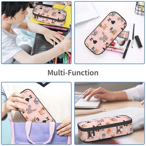 Image of Cute Cat Pencil Case Aesthetic Large Capacity Pen Pouch | Storage Bag with Compartments for Travel School Office Organizer