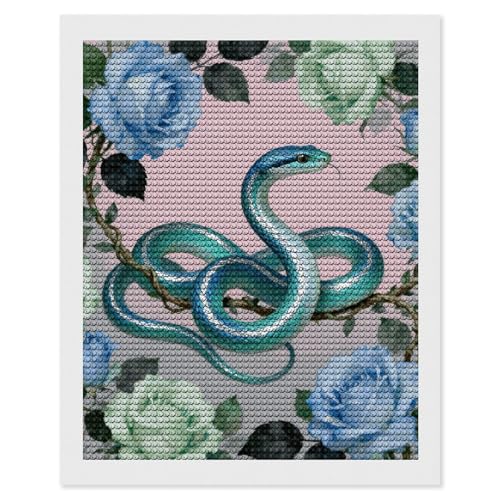 Kit peinture diamant 5D rose serpent bleu broderie diamant maccbn canevas adulte