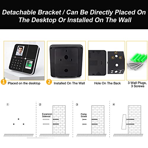 JIAN BOLAND Time Clocks for Employees Small Business Biometric Face Recognition Attendance Terminal Clock Machine Fingerprint Checking-in Recorder USB Download Data No Monthly Fee - Thumbnail 6