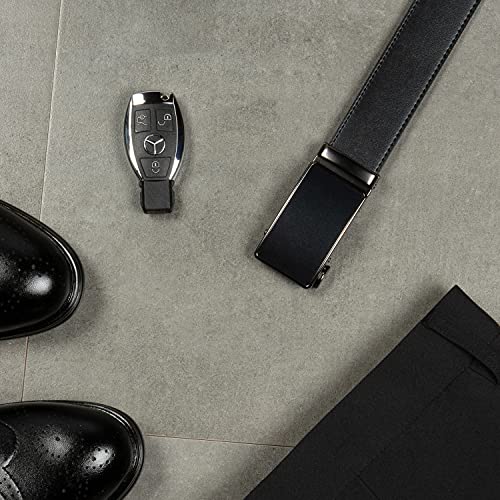 Image of Founders & C Men's Ratchet Belt 1 3 /8 inch,Leather Dress Belt Adjustable with Click Sliding Buckle Trim to Exact Fit