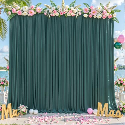 10ft x 7ft Hunter Green Backdrop Curtain for Parties Dark Green Wrinkle Free Backdrop Drapes Panels for Baby Shower Birthday Party Photo Photography Polyester Fabric Background Decoration by Suppromo - Used condition - Image 4