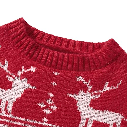 Family Christmas Sweaters Reindeer Snowflakes Matching Ugly Christmas Sweater Long Sleeve Holiday Knitted Pullover4