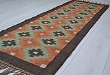 61 x 1,8 m Designs Emporium Kilim - Alfombra de Pasillo (Yute, 60 x 180 cm), diseño Indio, Color Naranja y Verde