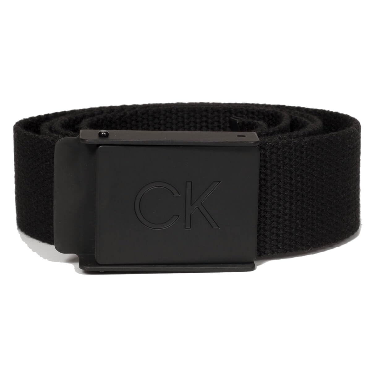 Calvin Klein Mens CK Monogram Buckle Golf Belt - Black - One Size