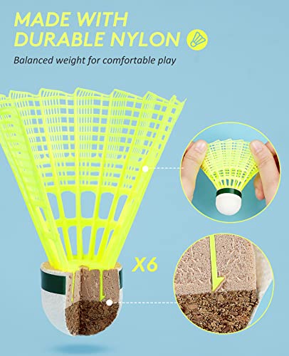 image for AboveGenius Badminton Rackets Set of 6 for Outdoor Backyard Games, Inc