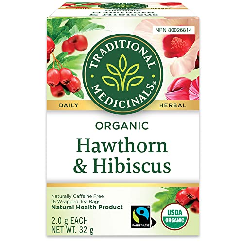 Traditional Medicinals - Traditional Medicinals - Organic Hawthorn with Hibiscus Herbal Tea (Pack of 1) - Fair Trade Ingredients - Promotes Heart Health - 16 Tea Bags Total