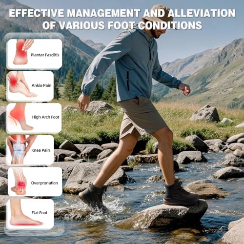 Image of OrthoComfoot Men's Orthopedic Wide Waterproof Hiking Boots: Comfortable Arch Support for Plantar Fasciitis Trail Running Shoes,Orthotic Non-Slip Work Mid Ankle Boots for Foot and Heel Pain Relief
