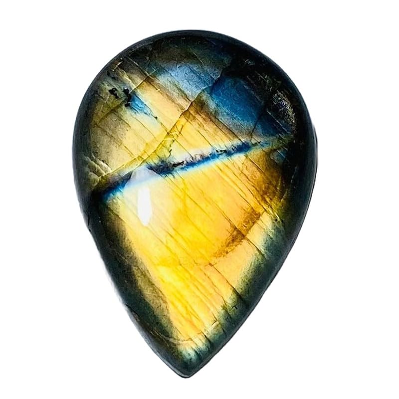 Labradorite naturelle de qualité supérieure en cabochon poire 37x26mm pour bijou noble