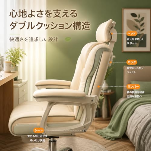 ゲーミングチェア オットマン付き PUレザー デスクチェア 椅子 pcチェア ヘッドレスト付き 140°リクライニング げーみんくチェア ハイバック ヘッ 腰痛対策 防水・防汚・通気性 高さ調節可能 蒸れない座面(ブラック) [2]
