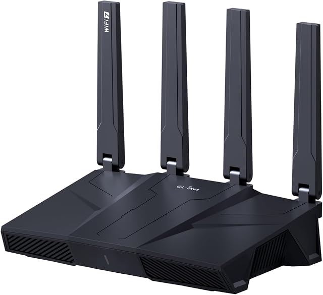 GL.iNet GL-BE9300 (Flint 3) Tri-bande WiFi 7 Routeur à grande vitesse 6GHz Jeu WiFi Routeur pour Internet sans fil, longue portée, 5 x 2.5G VPN Routeurs pour Modem Optic Fibre, Routeurs d'ordinateur, Maison & Entreprises
