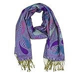 Paskmlna Paisley Pattern Tow Layered Woven Pashmina Shawl Scarf Wrap Stole (A18-013)