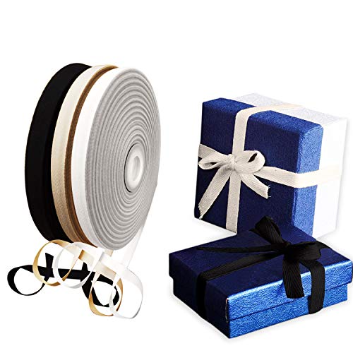 3 Rolls Natural, Black & White; 55 Yards Long Each 0.5" Wide Twill Tape Fabric Ribbon 100% Cotton Herringbone Webbing Bias For Sewing Diy Crafts Trim Lace Seaming Quilting Binding Hemming Gift #TOP5