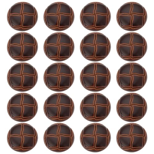 ECSiNG 20 botones de fútbol marrón de 20 mm, diseño de fútbol de piel sintética, botones vintage para blazer, trajes, abrigo deportivo, uniforme, chaqueta
