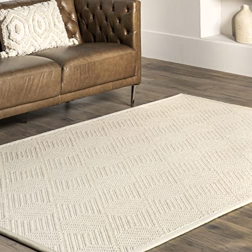 Nuloom Suzanne Natural Textured Wool Runner Rug, 2' 6" X 6', Cream #TOP7
