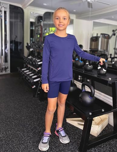 Zaclotre Girls Long Sleeve Shirts with Zipper Pockets Quick Dry Athletic Workout Tops for Kids Sport Performance Clothes4