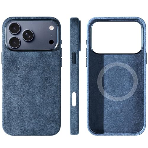 Coque Daim Alcantara iPhone 17 Pro bleue idéale pour le quotidien