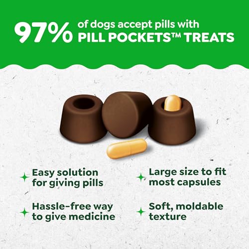 Image of Greenies Pill Pockets for Dogs Large Size, Dog Treat Pouch for Capsule Medication, Hickory Smoke Flavor, 7.9 oz. Pouch (Pack of 6)