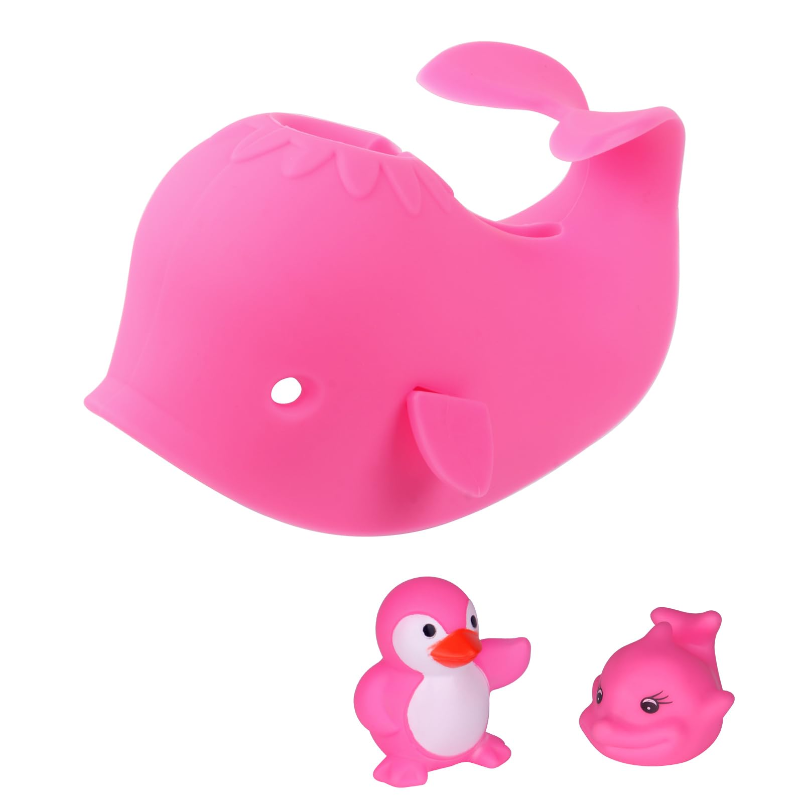 Protector de grifo para bañera de bebé, protector de grifo para bañera de bebé, protector de grifo para bañera de bebé, accesorios de protección para niños pequeños, juguetes universales de silicona para baño, ballena rosa