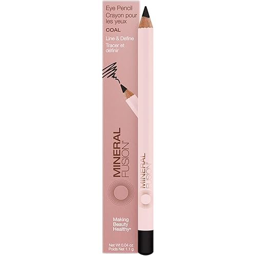 Mineral Fusion Eye Pencil, Eyeliner with Soothing Chamomile, Meadowfoam & Vitamin E, Velvety Smooth, Hypoallergenic Eye Makeup to Line & Define (Coal) 0.04 oz