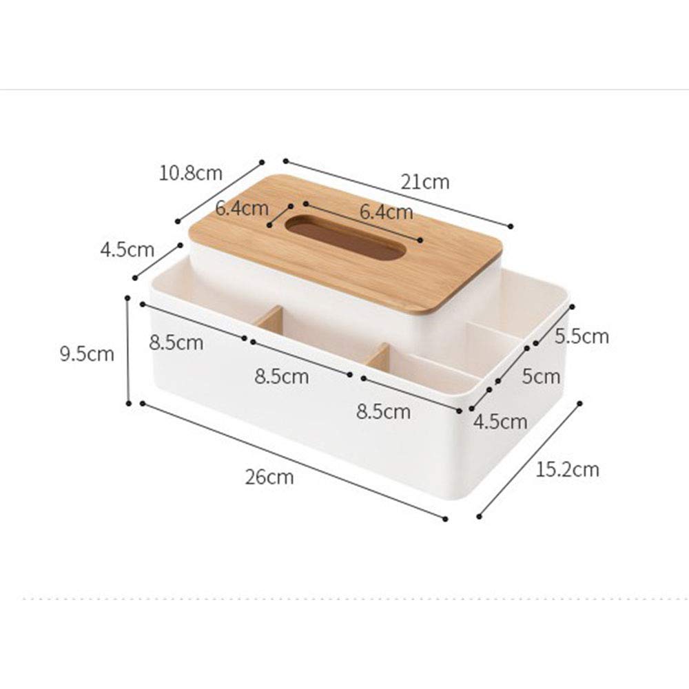tooloflife - Porta fazzoletti in plastica, rettangolare, con contenitore per fazzoletti, tovaglioli, cucina, sala da pranzo, bagno, scrivania, porta fazzoletti con copertura in legno