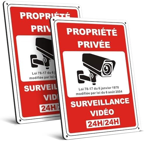 AUA SIGNALETIQUE Adesivo Proprietà Privata Videosorveglianza 24h/24 | 210x300 Mm Vinile Adesivo