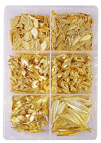 Image of eshoppee 200 gm Golden Color Set of 6 Plastic Beads for Jewellery Making kit Art and Crafts Materials for Necklace Bracelet Earring Making Materials DIY kit (1)