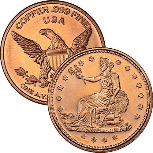 Miniatura 9 de Moneda de moneda de moneda privada de 1 oz .999 de cobre puro redondodesafío (diseño de 1856 Flying Eagle Cent Design)