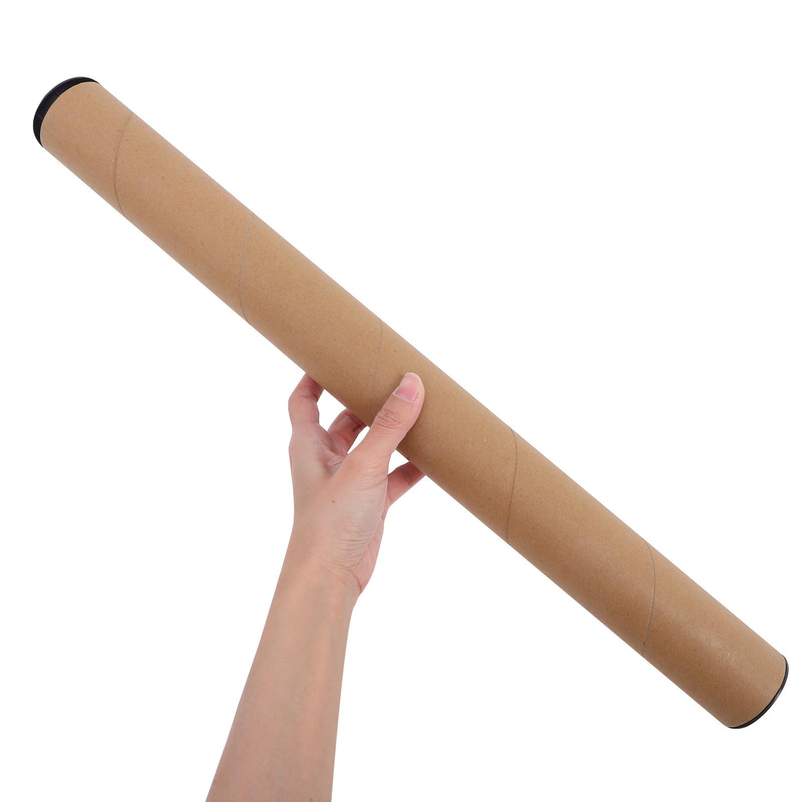 Healeved 10 Pièces Tube à Documents en Papier Kraft Rond 50x5cm avec Bouchon Noir pour Tubes D'expédition et Stockage de Plans et Affiches