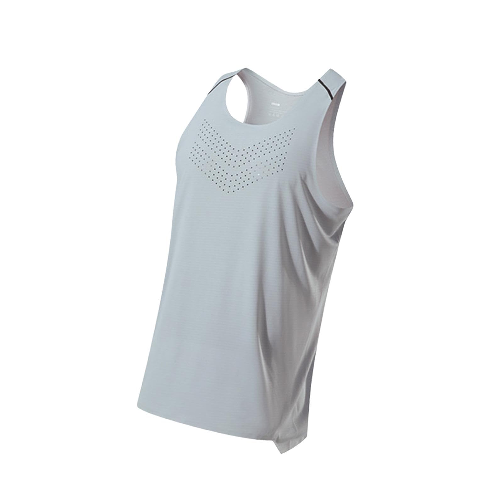 Da Uomo, Allenamento, Magliette Senza Maniche per Uomo, Fitness, Ad Asciugatura Rapida, Maglietta Sportiva Da Corsa, Grigio argento M