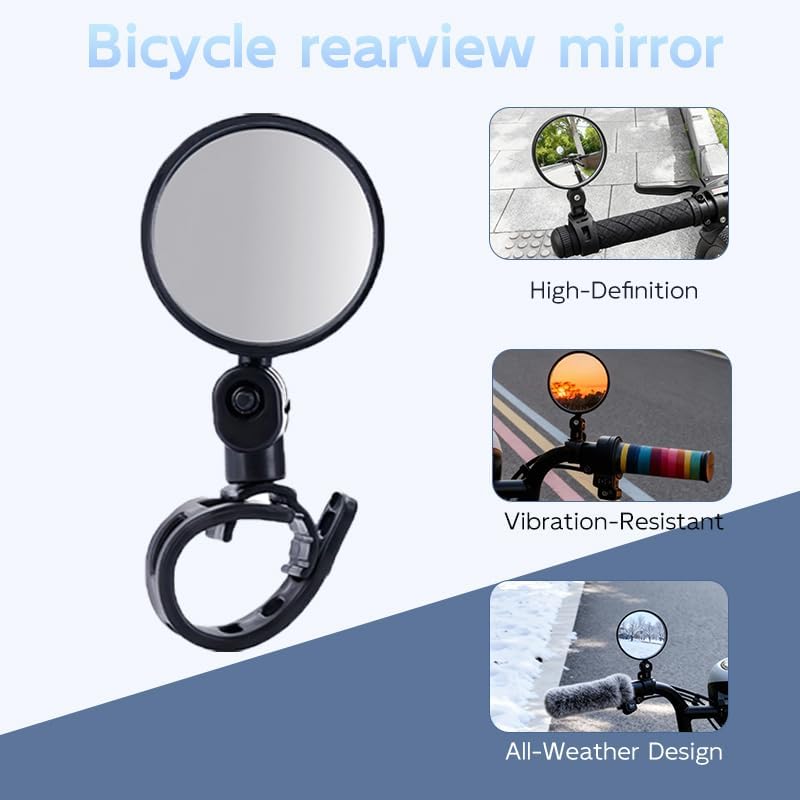 Set Di 2 Specchietti Retrovisori Per Bicicletta HD, Rotabili A 360° E Piegabili – Universali Per Manubri Da 20 A 38 Mm – Specchietti Per Mountain Bike, Biciclette Elettriche E Bici Da Strada