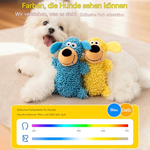 Snrtevu Kicherndes Zahnreinigungsspielzeug In Hundefarben, Hundespielzeug Kuscheltier Mit Quietscher Zur Beschäftigung, Anti Stress Hund Für Kleine, Mittlere Hunde (Yellow)