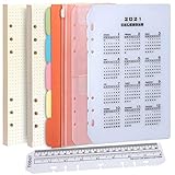 papier ksero a5 120g 【A5 Gepunktete Nachfüllpapier Set】-Lieferumfang: 2 Packungen A5 gepunktete nachfüllbare Notizpapier, 2 Packungen=90 Blätter=180 Seiten(ca. 45 Blätter / Packung)｜5 Stk. farbige Trennblätter A5｜A5 Kalender 2021 Trennblatt aus harten Kunstoff｜1 Stück Reißverschlussumschläge｜1 Stück Umschläge mit 3 kleinen getrennten Taschen｜1 Stück 20CM Lineal aus Kunststoff