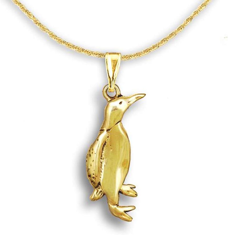 14k Gold Penguin Pendant - Handcrafted Bird Jewelry for Women