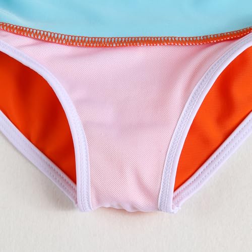Image of Little Girl Swimsuit Casual Swimwear Kids Two Piece Color Block Bathing Suits Beach Bikini Set 3-12Years
