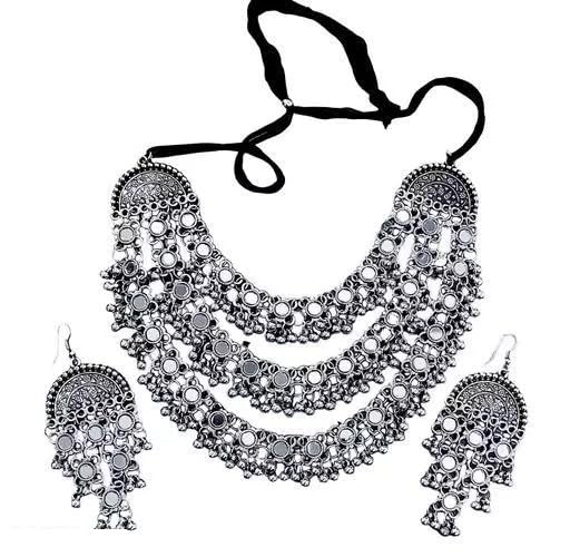 See full amazon price history chart for Samridhi DC Womens Mirror Jewellery Set With Earrings, Oxidised Silver, Adjustable Fit, Indian Design Samridhi DC Womens Mirror Jewellery Set With Earrings, Oxidised Silver, Adjustable Fit, Indian Design (B0CYJ5FDNN) Amazon Price History, Amazon Price Tracker