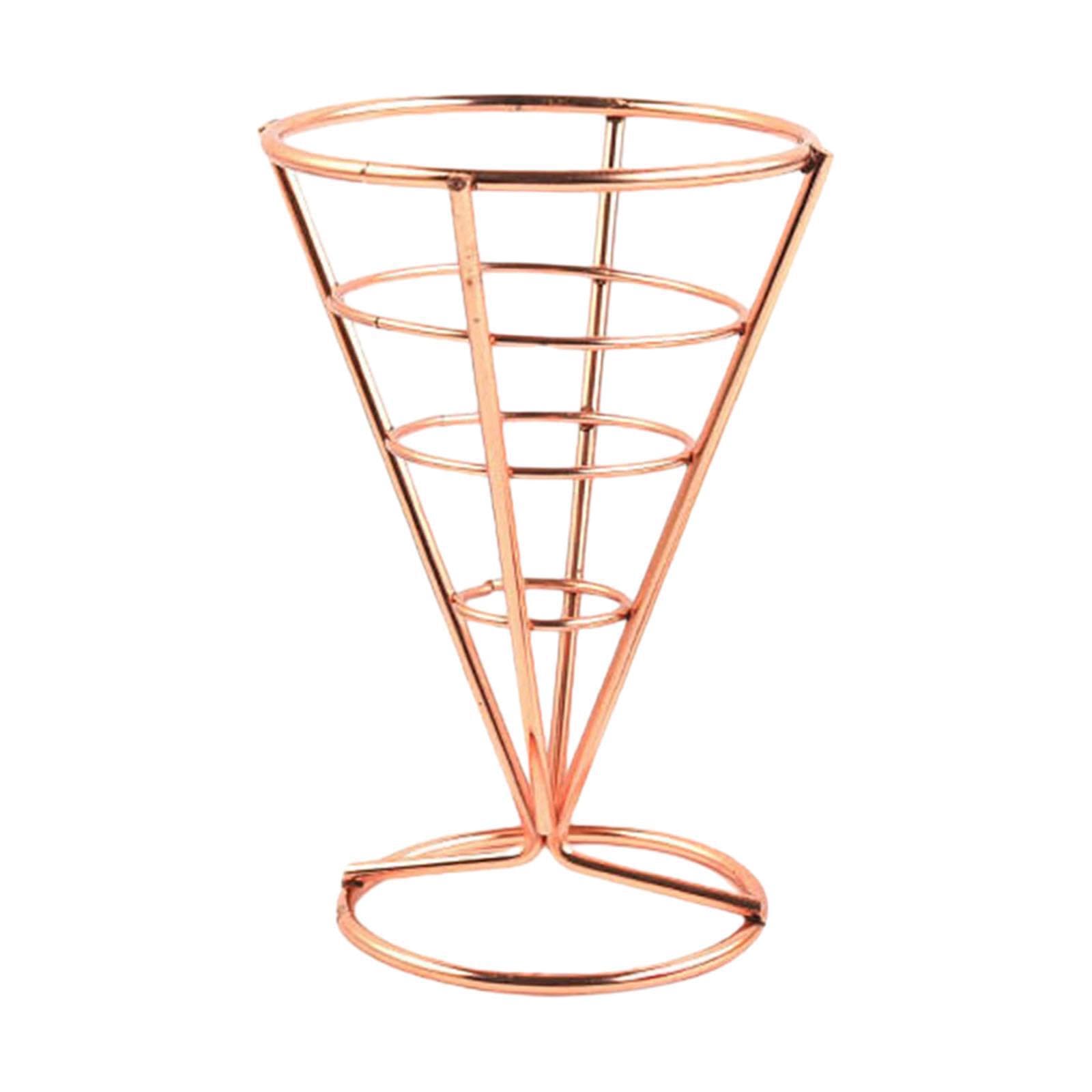 POXZSFX Food Cone Stand For Displaying French Fries And Snacks In Attractive Manner But Also Suitable For All Kinds Of Fried Snacks Metal Wire French Fry, Rose gold