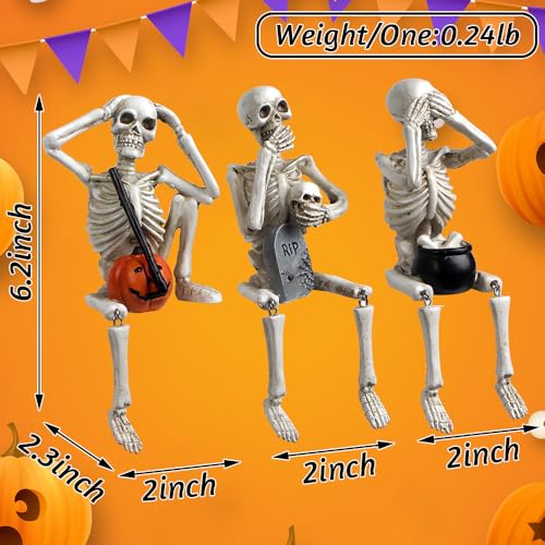 Set 3 Estatuas Halloween Calavera con Calabaza y Tumba miniatura 4
