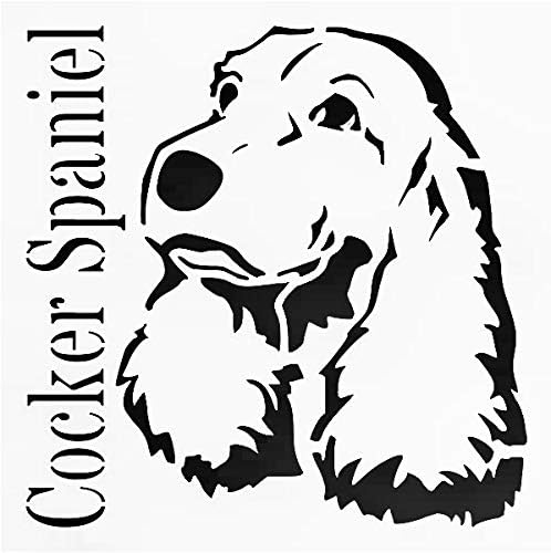 Cocker Spaniel Dog Reusable Sturdy Stencil Clear Custom Cut Plastic Sheet Template Cutout Sign DIY Supplies for Airbrush Painting Drawing 1-5.5x5.5 inch