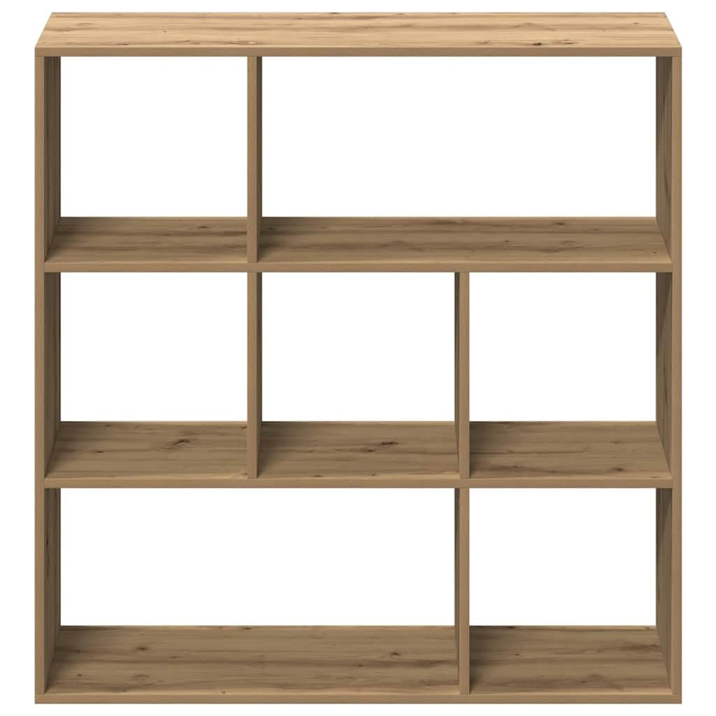Raumteiler-Bücherregal Artisan-Eiche aus Holzwerkstoff 102x29x103,5 cm mit 7 Fächern Stauraum, vielseitiges Standregal für Wohnzimmer, Büro, Arbeitszimmer, platzsparend und offen