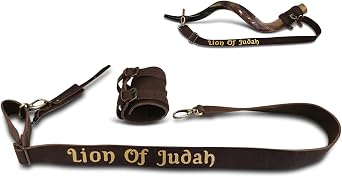 Peer Hastam Personalized Genuine Leather Shoulder Strap, Custom Text - For Carrying Kudu Horn Yemenite Shofar