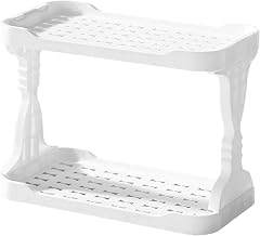 our fave Organizador funcional de doble capa, organizador de escritorio, estante de almacenamiento de doble capa para cocina y baño, color blanco