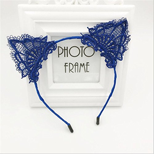 Sexy Lovely Women Fashion Lace Cat Ears Headband Hair Accessories (Blue)