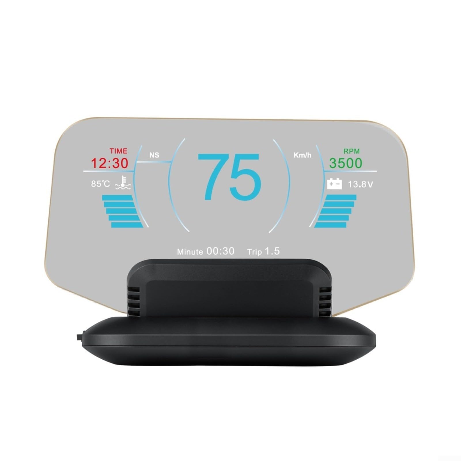 Pantalla frontal HUD para coche, proyector GPS OBD II que muestra velocidad RPM temperatura y consumo de combustible
