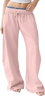 Wide Leg Sweatpants Women Interior Drawstring Cute Y2k Baggy Barrel Sweat Pants Lounge Pajama Pants with Pockets